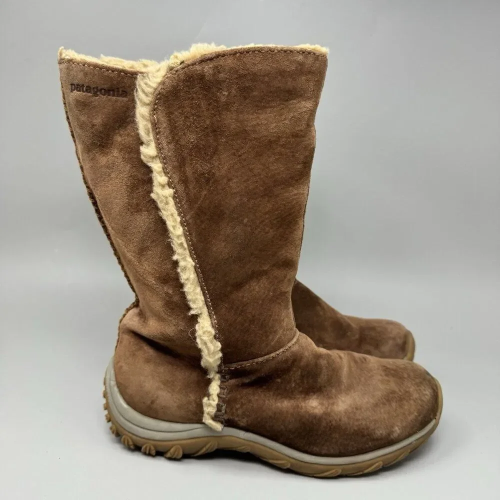 Patagonia Waterproof Lugano Polartec Women's Brown Suede Winter Boots Size 5.5